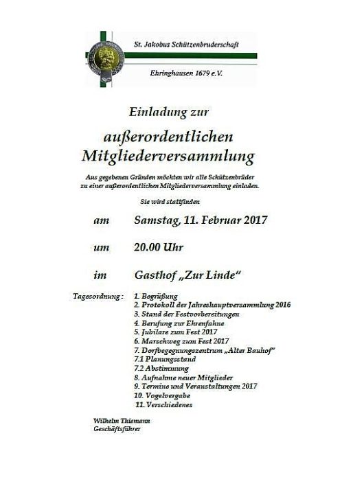 Einladung Frühjahrsversammlung